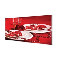 Ścienny panel kuchenny Róża serca kieliszki 100x50