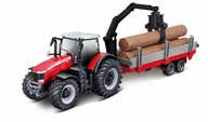 TRAKTOR Massey Ferguson 8740S + przyczepa Bburago