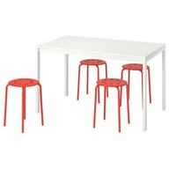 IKEA MELLTORP /MARIUS Stôl + 4 červené stoličky