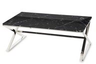 Strieborný konferenčný stolík lavica čierna doska mramor