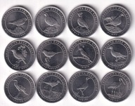 TURCJA zestaw 12 monet Ptaki Odmiana aluminium