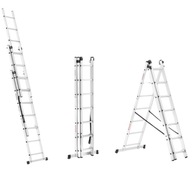 Hliníkový rebrík 3x11 MULTIFUNKČNÁ na schody 7,65m 150kg + ZADARMO ABIKO