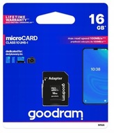 ORYGINALNA KARTA PAMIĘCI GOODRAM microSD UHS-I CL10 16GB 100 MB/s + adapter