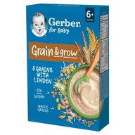 Gerber Grain & grow Kaša 8 obilnín s lipou po 6 mesiacoch 200 g