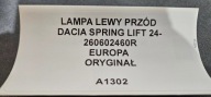 light left front DACIA SPRING LIFT 24- original 260602460R