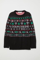 H&M Świąteczny sweter wzorzysty x-mas sweterek chłopięcy dla gracza 146/152