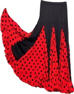 Spódnica do tańca towarzyskiego,tańca flamenco czerwona w grochy midi, r. M