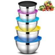 FÉM SALÁTATÁL SZETT FEDŐVEL TÁL FEDŐVEL 5 DB-OS