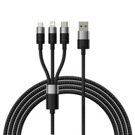 BASEUS UNIWERSALNY WYTRZYMAŁY KABEL USB 3W1 USB-C MICRO LIGHTNING 3.5A 1,2M