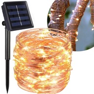 Girlanda solarna LED drucik 20m 200 lampek sznur lampki ogrodowe na drzewo