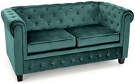 Sofa pikowana ERIKSEN XL welur ciemny zielony / czarny