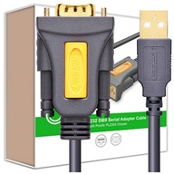 UGREEN KABEL PRZEWÓD ADAPTER DŁUGI SZYBKI USB-A - DB9 RS-232 1.5M SZARY