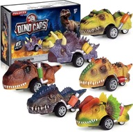 Dinozaury Autka Mega Zestaw Samochodów Dinozaur Jeżdżący 6 sztuk