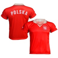 Koszulka T-shirt Piłkarska POLSKA CZERWONA 134cm