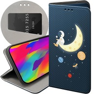 Flipové puzdro Hello Case pre SAMSUNG GALAXY A35 5G PUZDRO S POTLAČOU KABURA antracitový vesmír mesiac