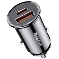 BASEUS MOCNA SZYBKA ŁADOWARKA SAMOCHODOWA USB USB-C TYP-C PD 30W QC 3.0 5A