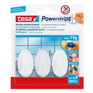 Haczyki samoprzylep.powerstrips 3 szt.owalne małe,białe