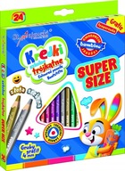 Kredki szkolne Bambino 24 szt MIX KOLOR trójkątne gruby grafit + temperówka