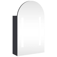 vidaXL Kúpeľňová skrinka so zrkadlom a LED, oblúková, sivá, 42x13x70 cm