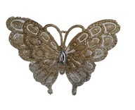 Bombka zawieszka przezroczysta 10 cm złoty motyl z brokatem
