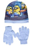Set MINIONKI čiapka rukavice pre chlapca zimná modrá