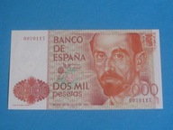 Hiszpania Banknot 2000 Pesetas 1980 Niski numer Bez serii ! UNC P-159a1