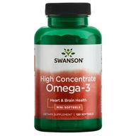 Swanson MOCNY OMEGA-3 Kwasy EPA i DHA 120kap SERCE