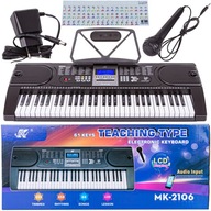 DUŻY Keyboard Organy 61 Klawiszy Zasilacz MK-2106 + gratis NAKLEJKI