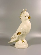 Duża figurka papuga ecru złoto art-deco design Goebel