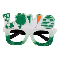Zelené okuliare ST Patricks Day s dekorom Shamrock Rám okuliarov Klobúk bez štýlu E