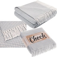 Bavlnená deka CHECK 150x200 sivá so strapcami