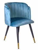 Stolička Modrá Zamatová Drevená Vintage
