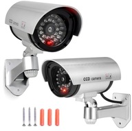 ATRAPA KAMERY CCTV MONITORING KAMERA ŚCIENNA ZEWNĘTRZNA DIODA LED SREBRNA