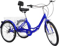 Rower trójkołowy dla dorosłych, 24-calowy, 7-biegowy, 3-kołowy, składany rowerek trójkołowy dla dorosłych
