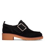 Buty damskie mokasyny monki klamrą Clarks Eden Monk zamszowe czarne 38