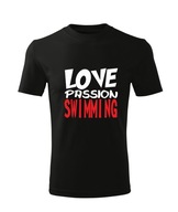 Koszulka T-shirt dziecięca D604 LOVE PASSION SWIMMING czarna rozm 110