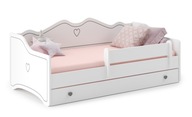 Detská posteľ 140x70 biela + matrac, zásuvka EMMA