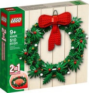 Kocky Lego Vianočný veniec 2v1 Stroik so sviečkami na stôl Vianoce