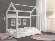 Łóżko dla Dzieci Domek 80x160 + Materac Sosnowe