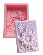 SZILIKON FORMA NAPRAFORGÓ NÉGYZET VIRÁGOK SZAPPAN LENYOMAT