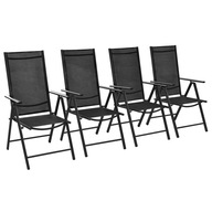 Skladacie záhradné stoličky 4 ks hliník/textilene čierne