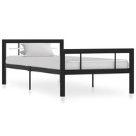 Rama łóżka, czarno-biała metalowa, 100 x 200 c