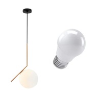 Lampa wisząca kula glam złoty biały + żarówka E27 neutralna