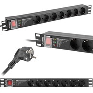 LISTWA ZASILAJĄCA RACK PDU PRO 19"LANBERG 1U 16A 7XSCHUKO SPD-3MP 2M CZARNA