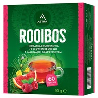 HERBATA ROOIBOS CZERWONA EKSPRESOWA Z MALINAMI I GRAPEFRUITEM ASTRA 60T 90G