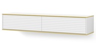 RTV skrinka SUBI 180 cm závesná frézovaná biela matná zlatá