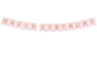 Baner, girlanda Happy Birthday, j. różowy, 15 x 175 cm urodziny, party girl