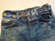F&F krotkie spodenki jeans + pasek roz.110/116