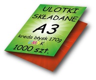 ULOTKI dwustronne składane A3 do A4 KREDA błysk 170g - 1000 sztuk