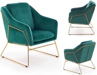 Fotel Wypoczynkowy Welurowy Złoty Zielony Soft 3